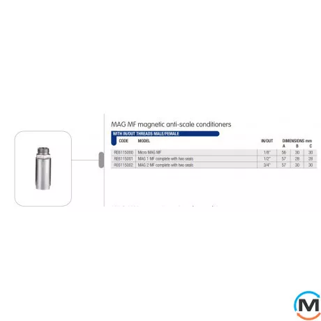 Магнітний протинакипний фільтр Atlas Filtri MAG 2 MF 3/4" 10 bar 90°C, Діаметр різьблення: 3/4", фото , зображення 2
