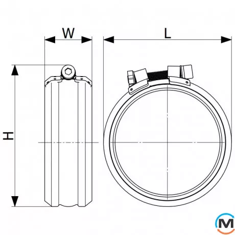 Хомут Pam-GLOBAL чугун Rapid-S 300, Диаметр (мм): 300, фото , изображение 2
