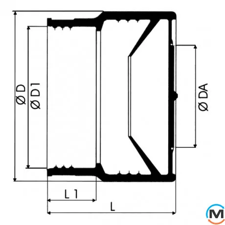 Переход канализационный Pam-GLOBAL чугун Konfix 100 Multi, фото , изображение 2