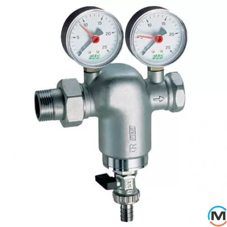 Хромований фільтр FAR НР-ВР 1" 300мкм з манометрами, фото 