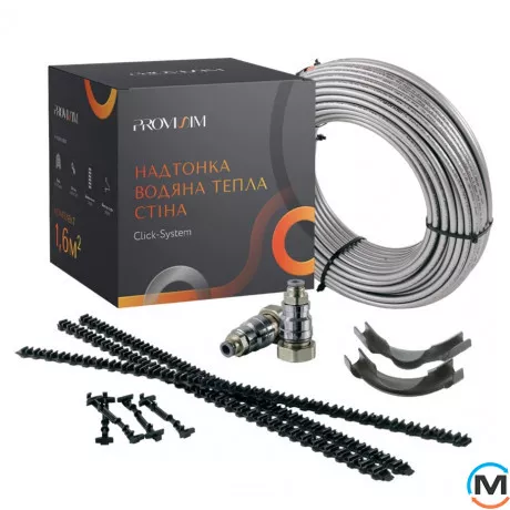 Комплекты тонкой водяной теплой стены Provisim PROVI-WALL 4,8 м2 ( тип разъема 1х8-3/4" выход на коллекторе - 2), Отапливаемая площадь (кв.м): 4.8, фото 