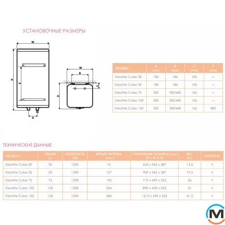 Водонагреватель электрический Atlantic Steatite Cube VM 30 S3 C 1500W (Грузия), Объем (л): 30, фото , изображение 6