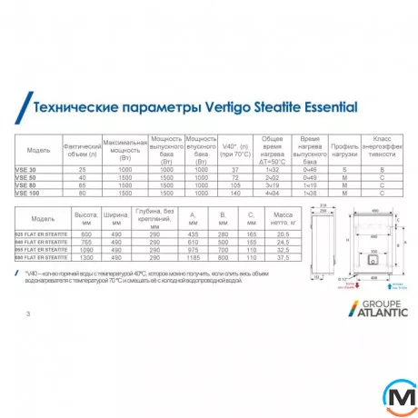 Водонагреватель электрический Atlantic Vertigo Steatite Essential 100 MP-080 2F 220E-S (1500W), Объем (л): 100, фото , изображение 9