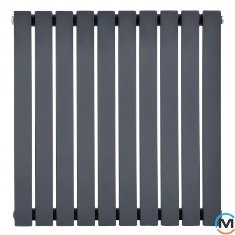 Горизонтальний дизайн радіатор ARTTIDESIGN Terni II G 10/600/590 сірий матовий, Підключення радіатора: Нижнє, Виконання: Горизонтальний, Колір: Сірий, Висота (мм): 600, Кількість секцій: 10, Довжина (мм): 590, Глибина (мм): 99, Кількість рядів: 2, фото , зображення 2