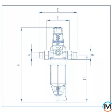 Фильтр для горячей воды с регулятором давления BWT PROTECTOR MINI HWS HR ½", Диаметр резьбы: 1/2", Макс. Температура (град.): 70, фото , изображение 8