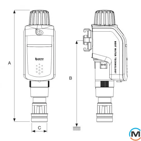Фільтр для холодної води BWT HWS R1 з під'єднувальним модулем 1" та редуктором тиску, Діаметр різьблення: 1", фото , зображення 7