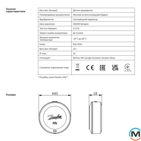 Комнатный датчик Danfoss Ally, фото , изображение 3