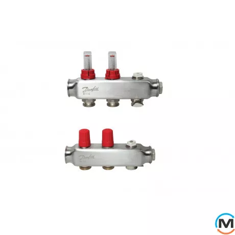 Коллектор из нержавеющей стали Danfoss 2+2 с ротаметрами SSM-2F, Количество выходов: 2, Тип коллектора: С расходомерами, фото 