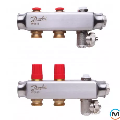 Колектор із нержавіючої сталі Danfoss 2+2 SSM-2, Кількість виходів: 2, Тип колектора: З термоклапанами, фото 