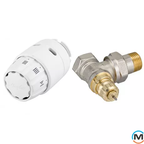 Комплект кранов термостатический DanfossДу15+RAS-C2 угловой, Исполнение: Угловой, фото 