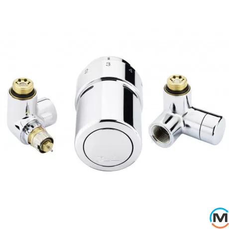 Комплект кранов термостатический Danfoss Left-set Chrome, Вариант: RTX-set, Исполнение: Торцевой левый, Цвет: Хром, фото 