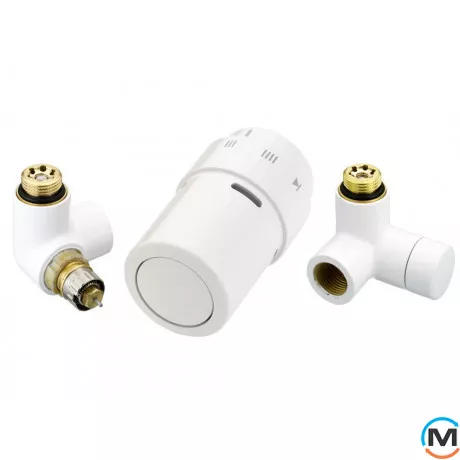 Комплект кранов термостатический Danfoss Left-set9016, Вариант: RAX-set, Исполнение: Торцевой левый, Цвет: Белый, фото 