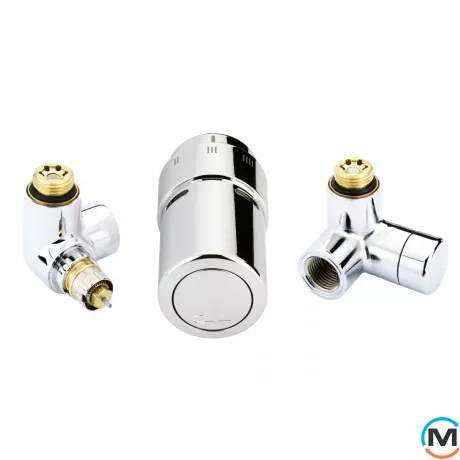 Комплект кранов термостатический Danfoss Left-set chrome, Вариант: RAX-set, Исполнение: Торцевой левый, Цвет: Хром, фото 