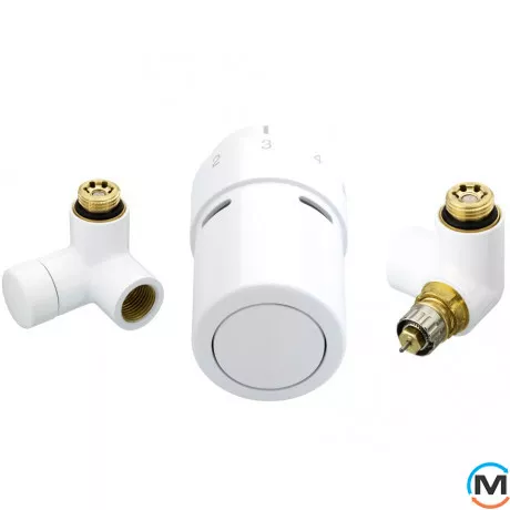 Комплект кранов термостатический Danfoss Right-set 9016, Вариант: RTX-set, Исполнение: Торцевой правый, Цвет: Белый, фото 