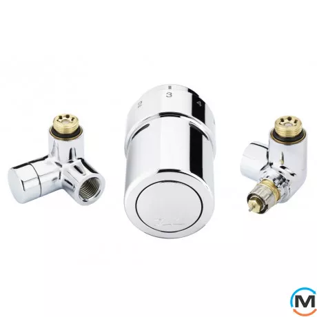 Комплект кранов термостатический Danfoss Right-set Chrome, Вариант: RTX-set, Исполнение: Торцевой правый, Цвет: Хром, фото 