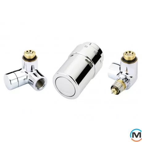 Комплект кранов термостатический Danfoss Right-set chrome, Вариант: RAX-set, Исполнение: Торцевой правый, Цвет: Хром, фото 