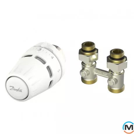 Комплект радиаторный Danfoss Regus M30x1.5+RLV-KB1/2" прямой, Исполнение: Прямой, Присоединение: М30х1,5, фото 