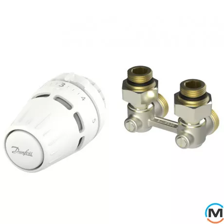 Комплект радиаторный Danfoss Regus RA+RLV-KB 1/2" угловой, Исполнение: Угловой, Присоединение: M23,5х1,5 (Click), фото 