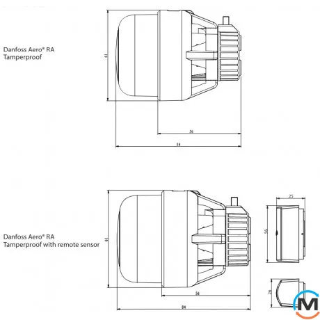 Термоголовка Danfoss с кожухом Aero Tamper BIS, фото , изображение 4