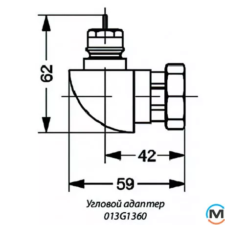 Угловой адаптер М30х1.5 Danfoss, Присоединение: М30х1,5, фото , изображение 2