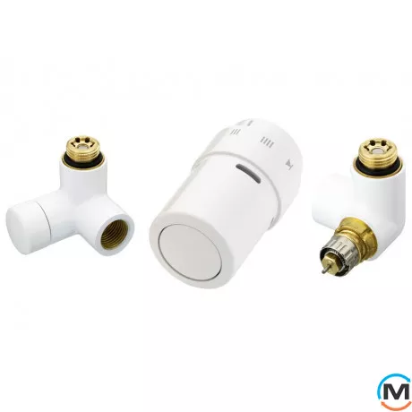 Комплект кранов термостатический Danfoss Right-set9016, Вариант: RAX-set, Исполнение: Торцевой правый, Цвет: Белый, фото 