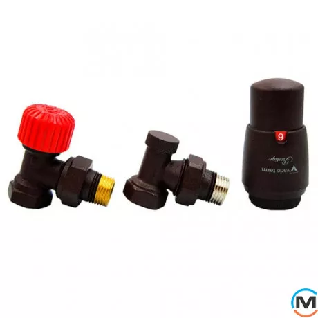 Комплект термостатический Vario Term ELEGANT угловой матовый черный, фото 