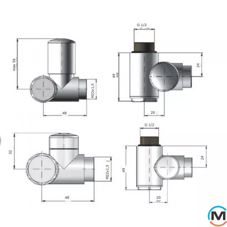 Комплект термостатический Vario Term INTEGRA REGULATED угловой левый Structural black, фото , изображение 2
