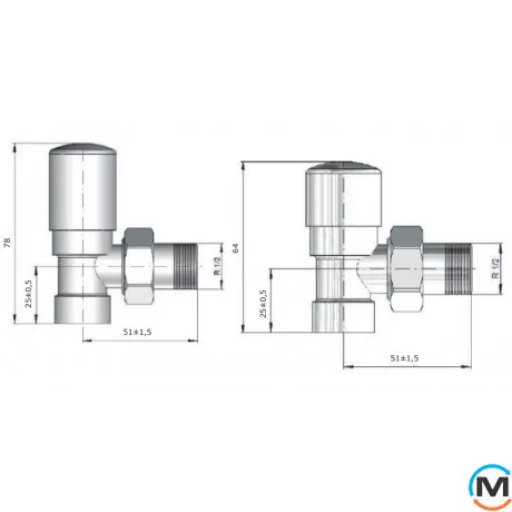 Комплект регулировочный Vario Term Swing угловой Chrome, Цвет: Хром, фото , изображение 2