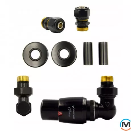 Комплект термостатический Vario Term MASTER All In One угловой Правый (PEX) Matte black, фото 