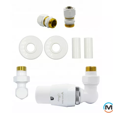 Комплект термостатический Vario Term MASTER All In One угловой Правый (PEX) Matt white, фото 