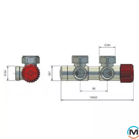 Комплект Vario Term TWINS угловой правый Chrome, фото , изображение 2
