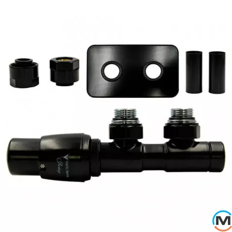 Комплект термостатический Vario Term 50 мм TWINS угловой левый Matte black, фото 