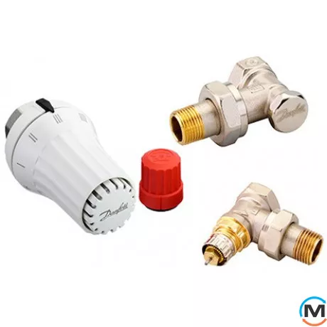 Термостатический комплект RAE+RA-N+RLV-S 1/2 угловой, Диаметр резьбы: 1/2", Исполнение: Угловой, Цвет: Никелированный, Присоединение: M23,5х1,5 (Click), фото 