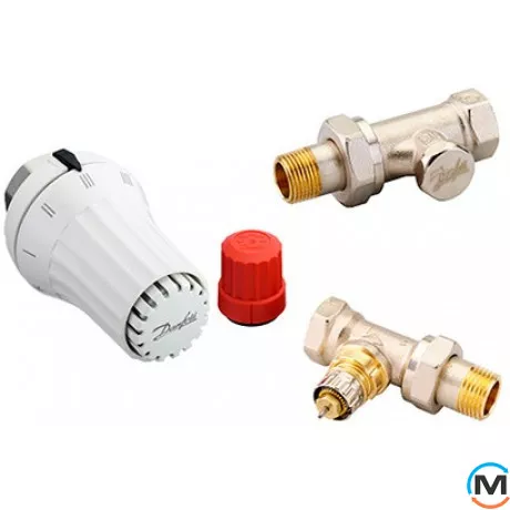 Термостатический комплект RAE+RA-N+RLV-S 1/2 прямой, Диаметр резьбы: 1/2", Исполнение: Прямой, Цвет: Никелированный, Присоединение: M23,5х1,5 (Click), фото 