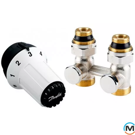 Термостатический комплект RAS-C+RLV-KS 1/2" прямой, Диаметр резьбы: 1/2", Исполнение: Прямой, Цвет: Никелированный, Присоединение: M23,5х1,5 (Click), фото 