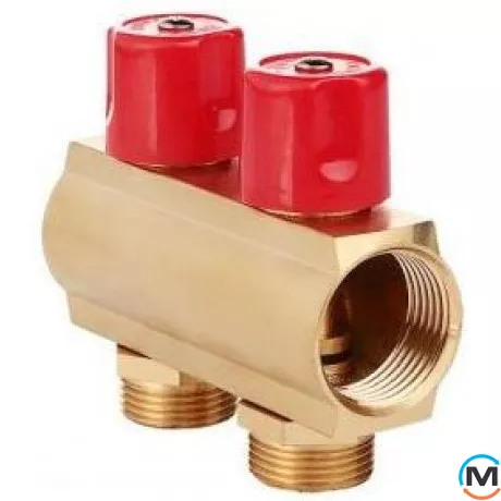 Балка колекторна з вентилями Fado 1"X3/4"x2, Кількість виходів: 2, фото 