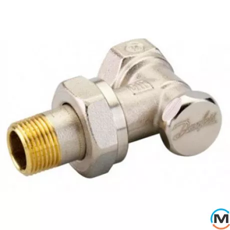 Клапан радіаторний Danfoss RLV-S-10 кутовий, Діаметр різьблення: 3/8", Виконання: Кутовий, Колір: Нікельований, фото 