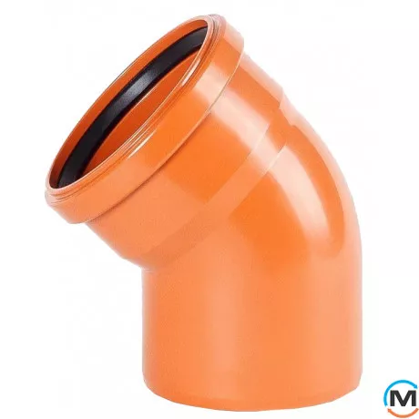 Коліно каналізаційне Magnaplast KG 110/45, Варіант: Просте, Вид каналізації: Зовнішня, Тип каналізації: Проста, Градус (град.): 45, Діаметр (мм): 100, Матеріал: Полівінілхлорид (ПВХ), фото 