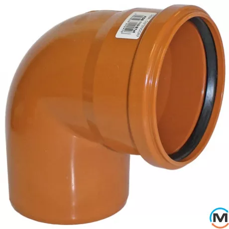 Коліно каналізаційне Magnaplast KG 110/87, Варіант: Просте, Вид каналізації: Зовнішня, Тип каналізації: Проста, Градус (град.): 90, Діаметр (мм): 100, Матеріал: Полівінілхлорид (ПВХ), фото 