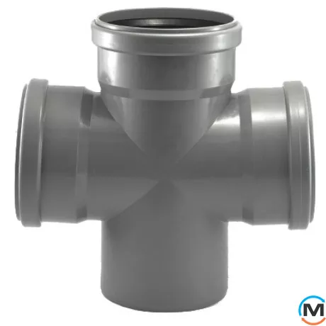 Крестовина канализационная Magnaplast 110/50/50, Вариант: 110/50/50, Вид канализации: Внутренняя, Тип канализации: Простая, Градус (град.): 90, Диаметр (мм): 100, Материал: Полипропилен PPR, фото 