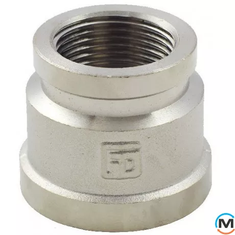 Нікель Fado Муфта редукційна 1/2"х3/4", Варіант: 1/2"х3/4", Тип різьблення: Внутрішня, Діаметр різьблення: 1/2", Виконання: Редукційна, Матеріал: Латунь нікельована, фото 
