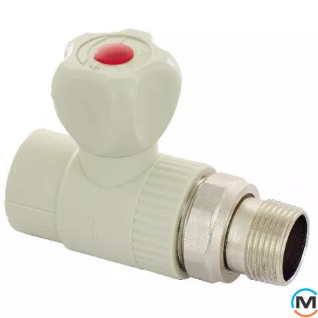 Поліпропіленовий кран радіаторний Fado 25x3/4" прямий, Варіант: Прямий, Діаметр різьблення: 3/4", Діаметр (мм): 25, фото 