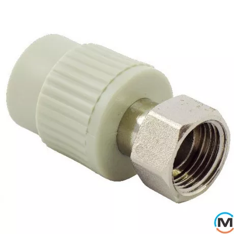 Поліпропіленова муфта з накидною гайкою пряма Fado 32 1, Варіант: Пряма, Тип різьблення: Накидна гайка, Діаметр різьблення: 1", Діаметр (мм): 32, фото 