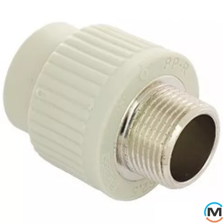 Поліпропіленова муфта із зовнішнім різьбленням Fado 32 1, Тип різьблення: Зовнішня, Діаметр різьблення: 1", Діаметр (мм): 32, фото 