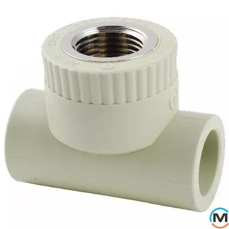 Поліпропіленовий трійник з внутрішнім різьбленням Fado 32 3/4", Тип різьблення: Внутрішня, Діаметр різьблення: 3/4", Діаметр (мм): 32, фото 