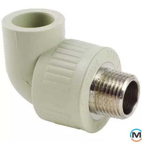 Полипропиленовый уголок с наружной резьбой Fado 20 1/2, Тип резьбы: Наружная, Диаметр резьбы: 1/2", Диаметр (мм): 20, фото 