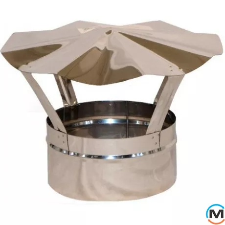 Грибок для дымохода ф 100 0,6мм из нержавейки, Диаметр (мм): 100, Тип дымохода: Одностенный, Материал дымохода: Нержавейка, Толщина стенки (мм): 0.6, фото 