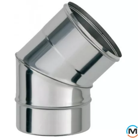 Колено дымоходное 45 ф 110 0,6мм из нержавейки, Градус (град.): 45, Диаметр (мм): 110, Тип дымохода: Одностенный, Материал дымохода: Нержавейка, Толщина стенки (мм): 0.6, фото 