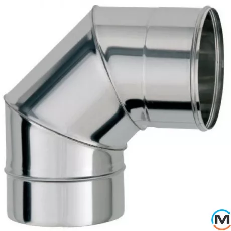 Колено дымоходное 90 ф 150 0,8мм из нержавейки, Градус (град.): 90, Диаметр (мм): 150, Тип дымохода: Одностенный, Материал дымохода: Нержавейка, Толщина стенки (мм): 0.8, фото 