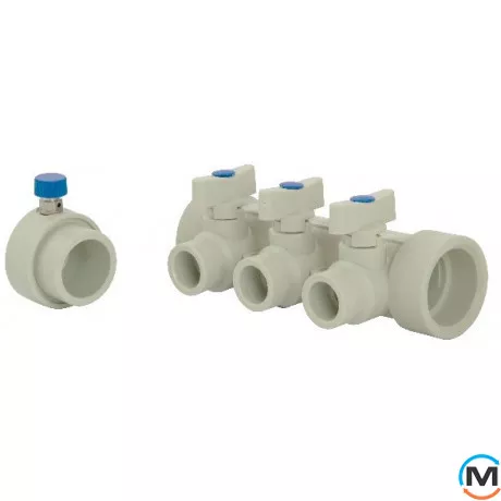 Поліпропіленовий колектор Fado з кульовими кранами 40х20 2, Кількість виходів: 2, Діаметр (мм): 40, фото 